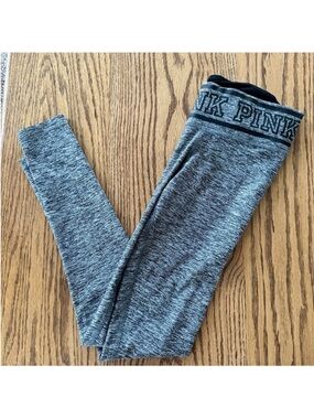 PINK Victoria's Secret Gray Marled heathered Leggings with workout Waistband